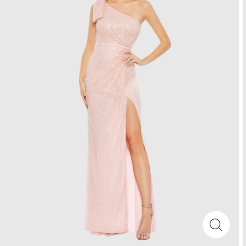 NWT: Mac Duggal Pink One-Shoulder Ruched Gown